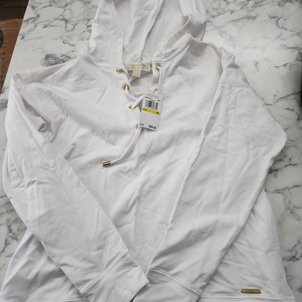 Michael Kors White Hoodie with Gold Accents